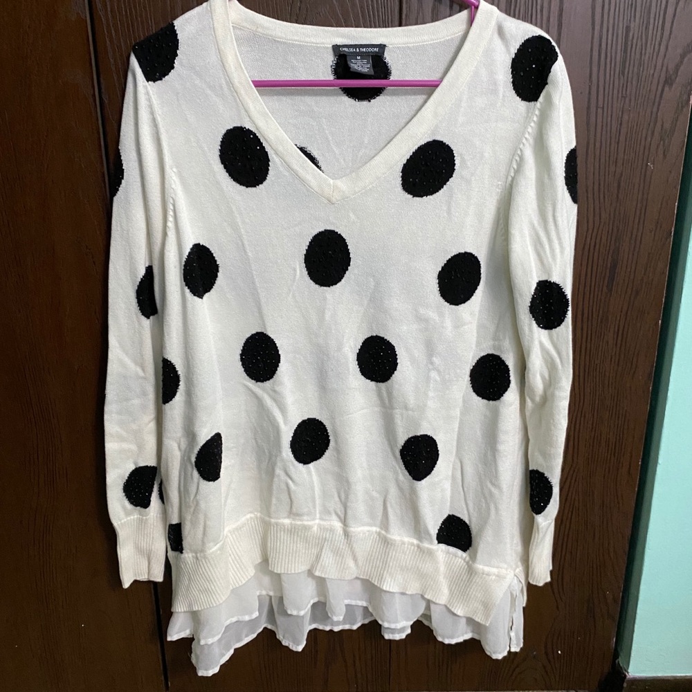 Chelsea and Theodore Polka Dot Knit Top